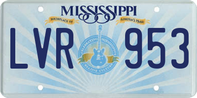 MS license plate LVR953
