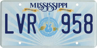 MS license plate LVR958
