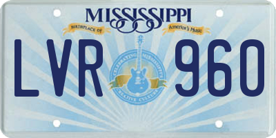 MS license plate LVR960