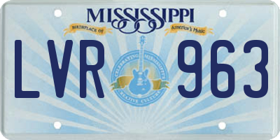 MS license plate LVR963