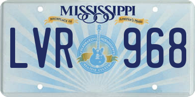MS license plate LVR968