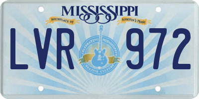 MS license plate LVR972