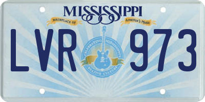 MS license plate LVR973