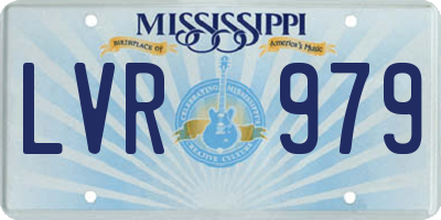 MS license plate LVR979