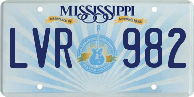 MS license plate LVR982