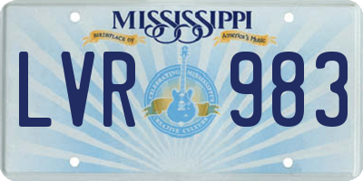 MS license plate LVR983
