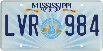 MS license plate LVR984