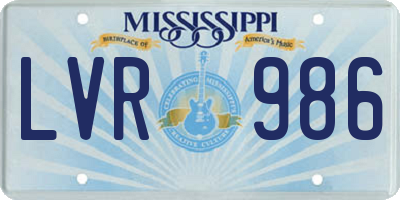 MS license plate LVR986