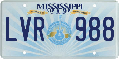 MS license plate LVR988