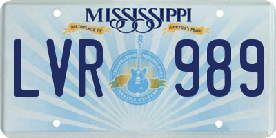 MS license plate LVR989