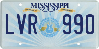 MS license plate LVR990