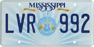 MS license plate LVR992