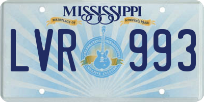MS license plate LVR993