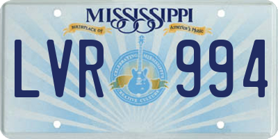 MS license plate LVR994