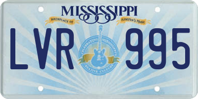MS license plate LVR995
