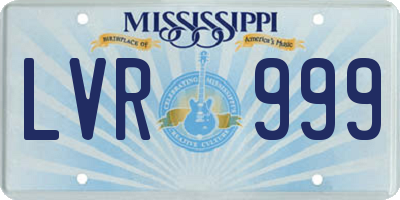 MS license plate LVR999