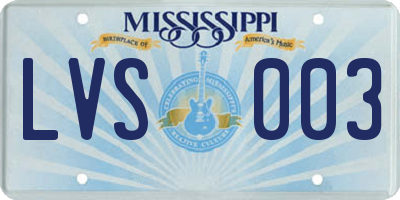 MS license plate LVS003