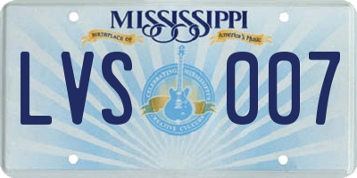 MS license plate LVS007