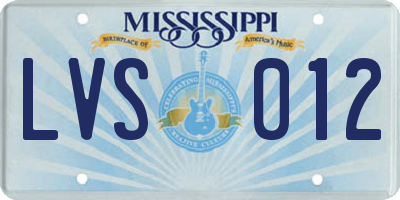 MS license plate LVS012
