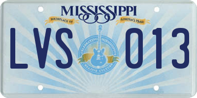 MS license plate LVS013