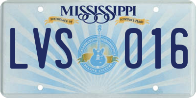 MS license plate LVS016
