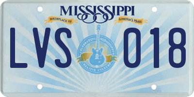 MS license plate LVS018