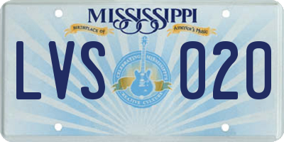MS license plate LVS020