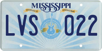 MS license plate LVS022