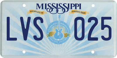 MS license plate LVS025