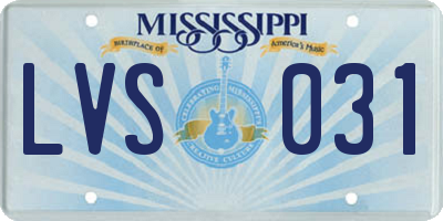 MS license plate LVS031