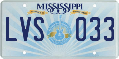MS license plate LVS033
