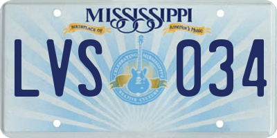 MS license plate LVS034