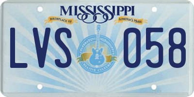 MS license plate LVS058