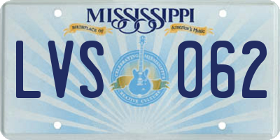 MS license plate LVS062