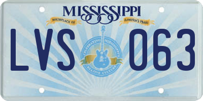 MS license plate LVS063