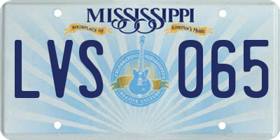 MS license plate LVS065