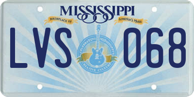 MS license plate LVS068