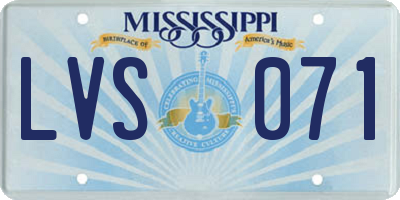 MS license plate LVS071