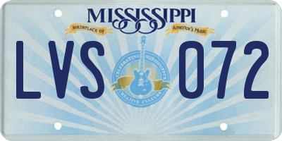MS license plate LVS072