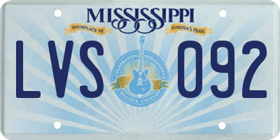 MS license plate LVS092