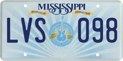 MS license plate LVS098