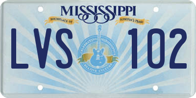 MS license plate LVS102