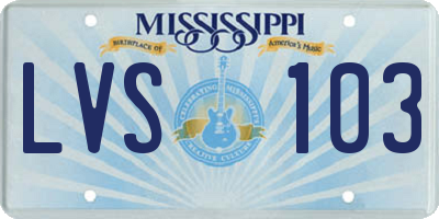 MS license plate LVS103