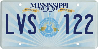 MS license plate LVS122