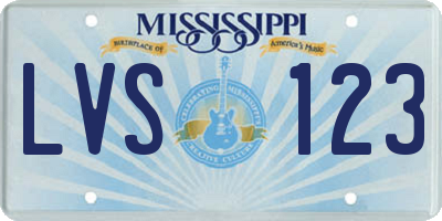 MS license plate LVS123