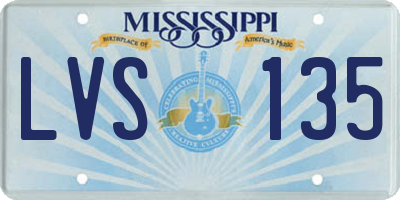 MS license plate LVS135