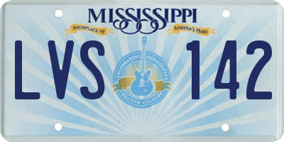 MS license plate LVS142