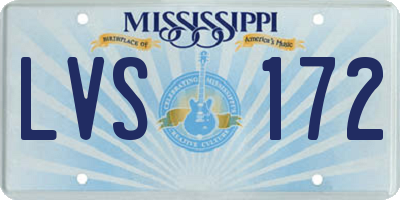 MS license plate LVS172