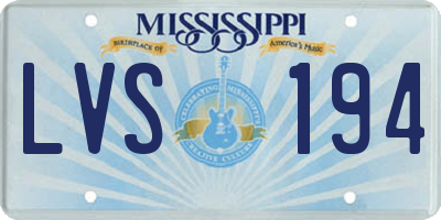 MS license plate LVS194