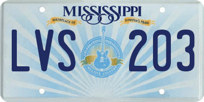 MS license plate LVS203